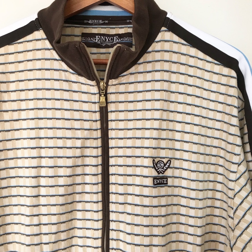 Enyce Tan Blue Brown Zip Up Track Jacket